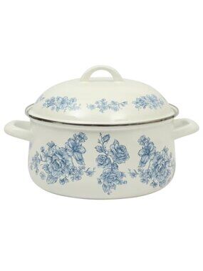 The Pioneer Woman Blue Agatha Collection 6 Qt Floral Enamel Dutch Oven with Lid